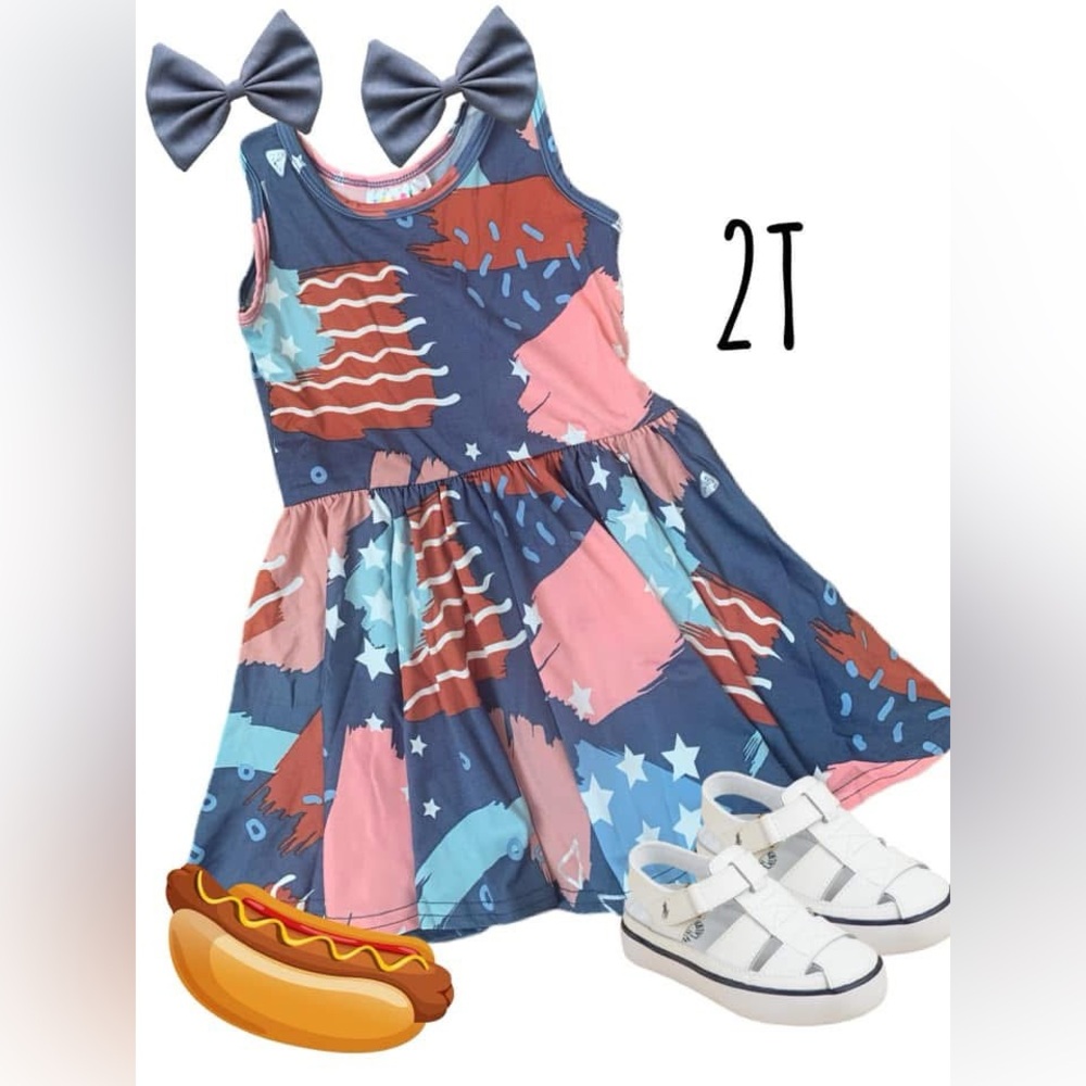 DotDotSmile Abstract Patriotic Kids Dress